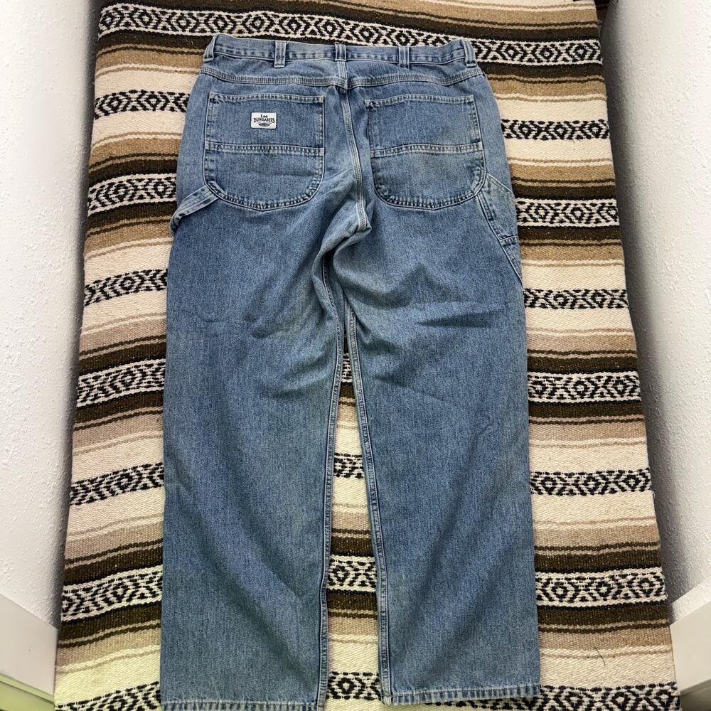 Men's Vintage 90's Lee Dungarees Midwash Carpenter Denim Blue Jeans Sz 38 x 32